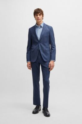 Camisa slim fit de punto t&eacute;cnico estructurado, Celeste