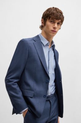 Camisa slim fit de punto t&eacute;cnico estructurado, Celeste