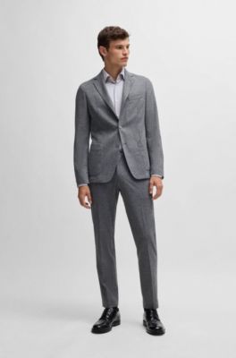 Camisa slim fit en dobby el&aacute;stico t&eacute;cnico, Gris