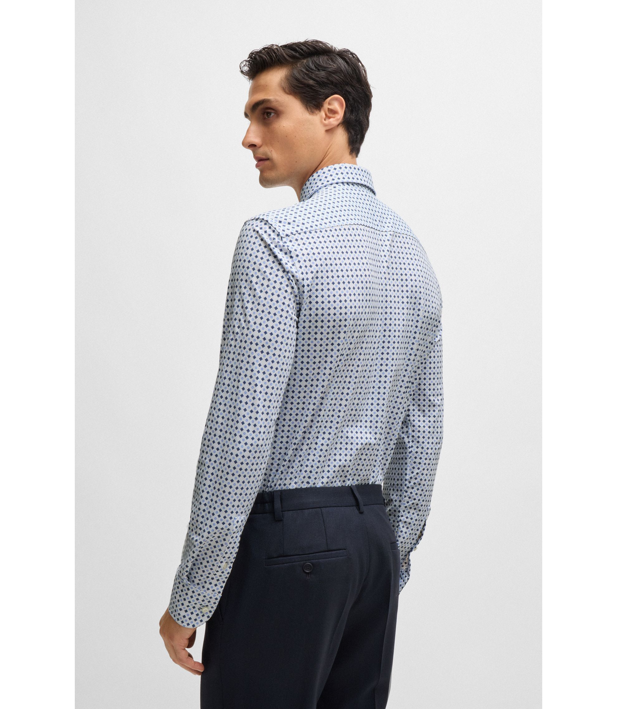 BOSS - Slim-fit shirt in printed performance-stretch fabric