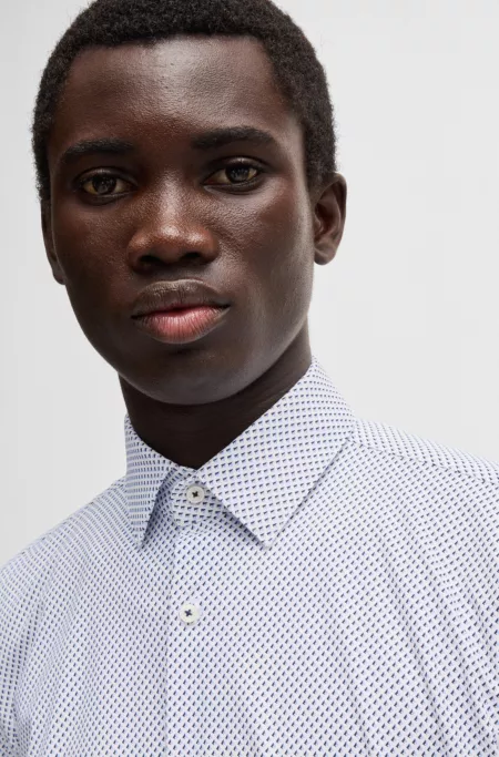 Slim-fit shirt in printed performance-stretch jersey