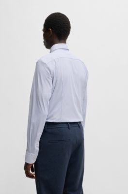 Slim-fit shirt in printed performance-stretch jersey, Light Blue