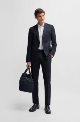 Camisa slim fit de tejido el&aacute;stico t&eacute;cnico estampado, Blanco