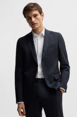 Camisa slim fit de tejido el&aacute;stico t&eacute;cnico estampado, Blanco