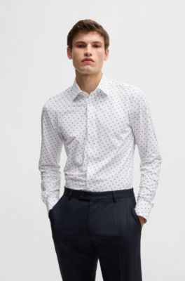 Slim-fit shirt printed performance-stretch fabric