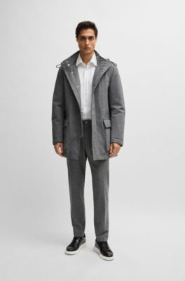 Camisa regular fit de tejido el&aacute;stico t&eacute;cnico con estructura, Blanco