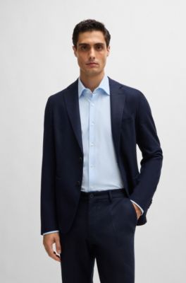 Camisa regular fit de tejido el&aacute;stico t&eacute;cnico con estructura, Celeste