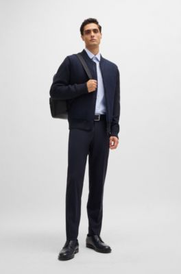 Regular-fit shirt in striped stain-repellent twill, Light Blue