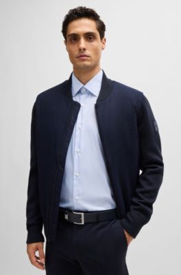 Regular-fit shirt in striped stain-repellent twill, Light Blue