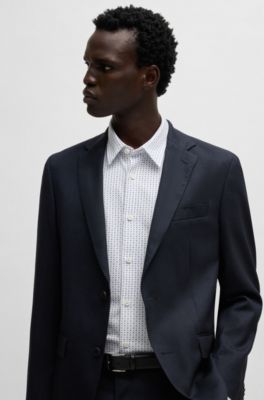 Camisa slim fit en punto de algod&oacute;n estampado, Celeste