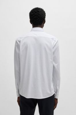 Camisa slim fit en punto de algod&oacute;n estampado, Celeste