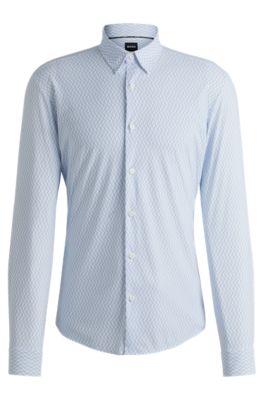 BOSS - Slim-fit shirt in printed performance-stretch jersey