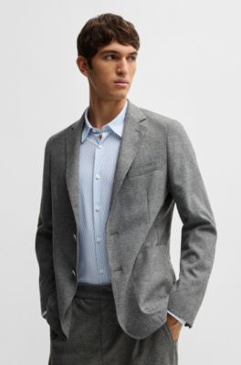 Camisa slim fit en punto t&eacute;cnico el&aacute;stico estampado, Celeste