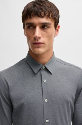 Slim-fit shirt melange performance-stretch jersey