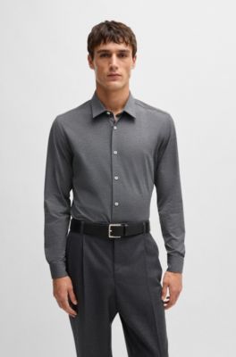 Slim-fit shirt melange performance-stretch jersey