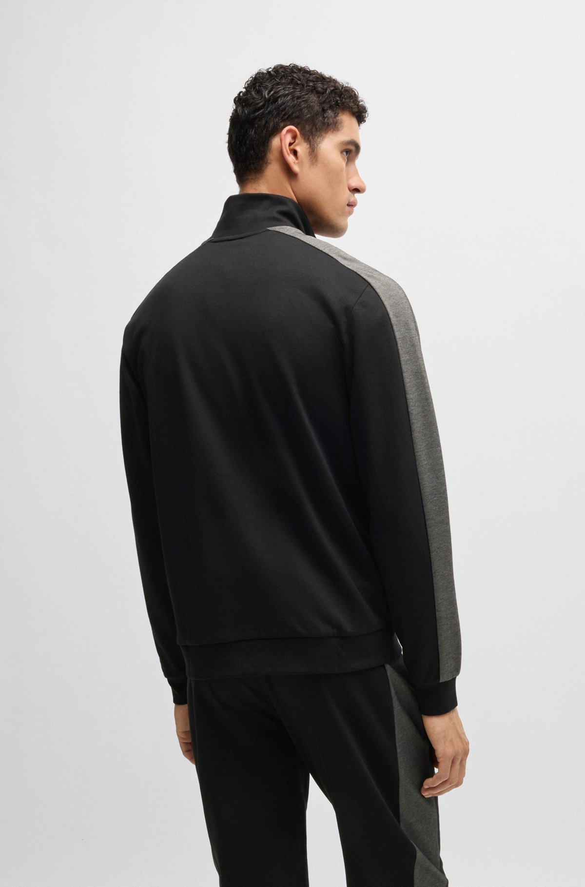 BOSS - Zip-up jacket with foil-printed logo - Black BOSS - Zip-up jacket with foil-printed logo - Black