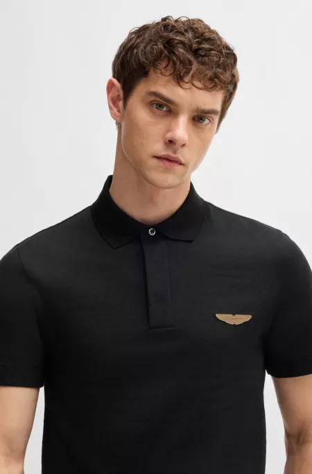 BOSS x ASTON MARTIN polo shirt in silk-cotton jacquard