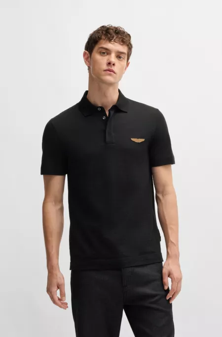 BOSS x ASTON MARTIN polo shirt in silk-cotton jacquard