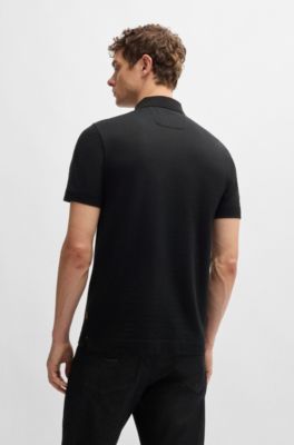 BOSS x ASTON MARTIN polo shirt in silk-cotton jacquard, Black