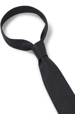 Italian-silk tie with jacquard pattern, Black