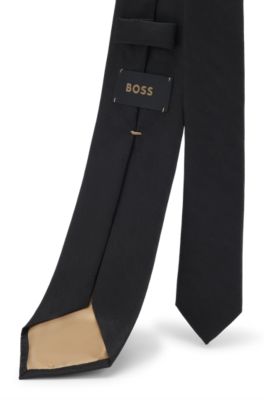 Italian-silk tie with jacquard pattern, Black
