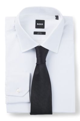 Italian-silk tie with jacquard pattern, Black