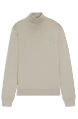 Rollneck sweater in cotton and cashmere, Light Beige