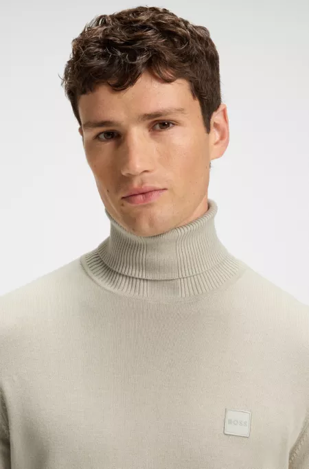 Rollneck sweater in cotton and cashmere