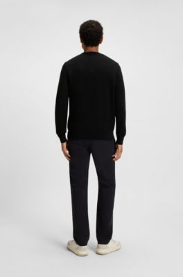 Jersey de punto de algod&oacute;n y cashmere con etiqueta con logo, Negro