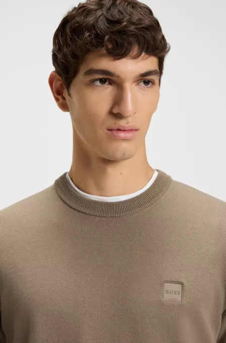 Logo-label sweater in cotton and cashmere