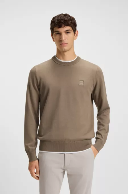 Logo-label sweater in cotton and cashmere