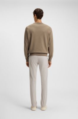 Logo-label sweater in cotton and cashmere, Light Green