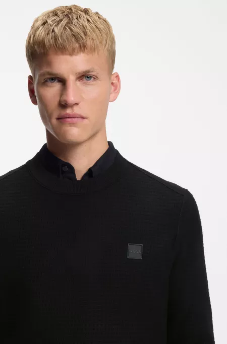 Cotton-cashmere sweater with logo patch