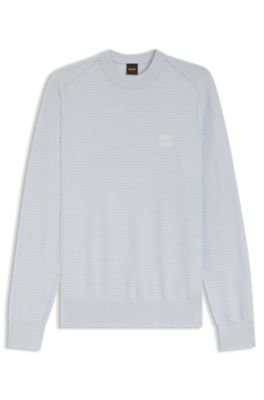 Cotton piqu&eacute; sweater with logo patch, Light Grey