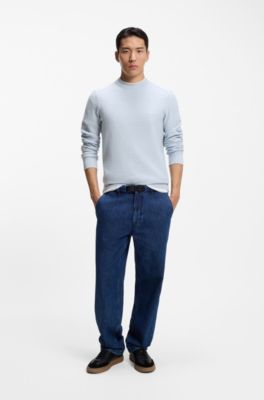 Cotton piqu&eacute; sweater with logo patch, Light Grey