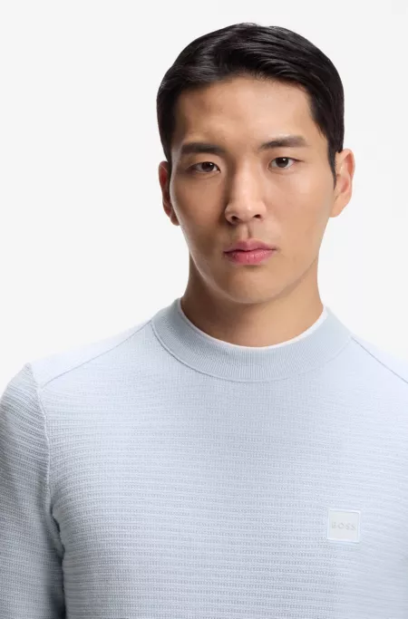 Cotton-cashmere sweater with logo patch