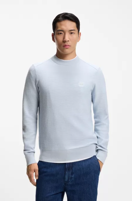 Cotton-cashmere sweater with logo patch
