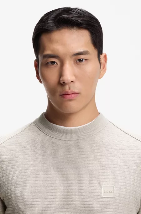 Cotton-cashmere sweater with logo patch