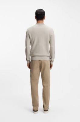 Cotton-cashmere sweater with logo patch, Light Grey