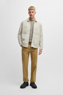 Jersey de algod&oacute;n y cashmere con estructura y parche de logo, Beige claro