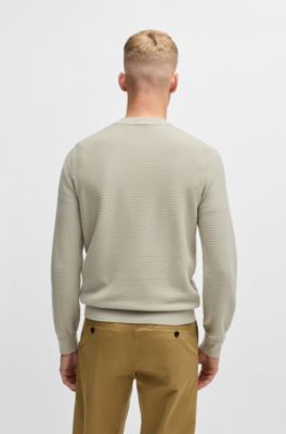 Jersey de algod&oacute;n y cashmere con estructura y parche de logo, Beige claro