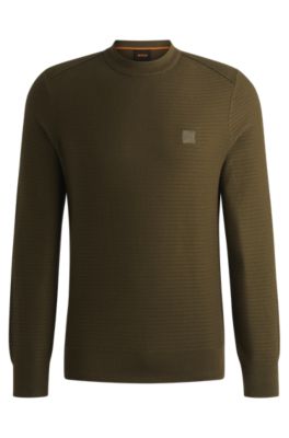 Cotton-cashmere sweater with logo patch