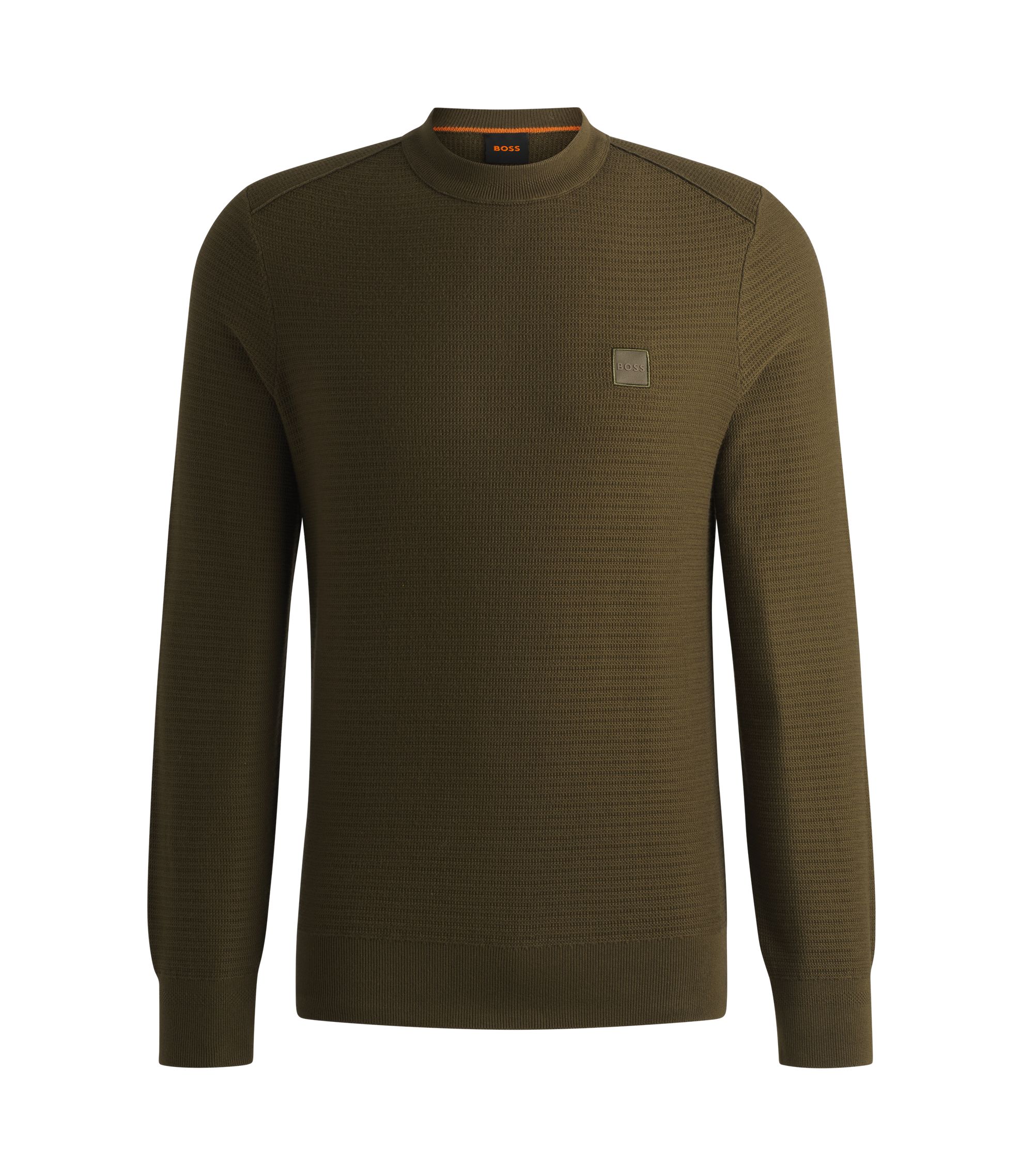 BOSS - Cotton-cashmere sweater with logo patch - Light Green