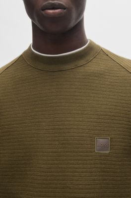Cotton-cashmere sweater with logo patch