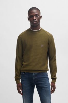 Jersey de algod&oacute;n y cashmere con estructura y parche de logo, Cal