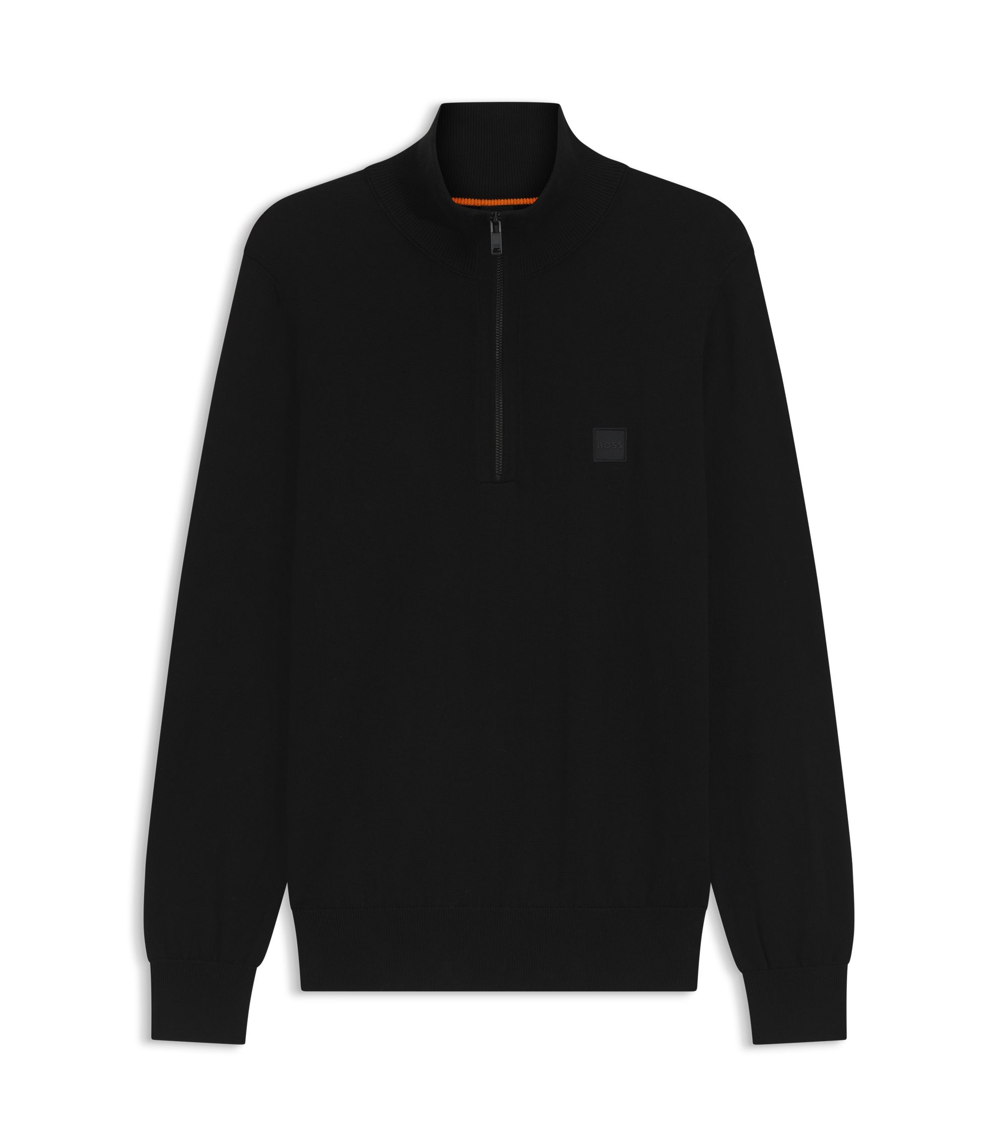 BOSS - Cotton-cashmere sweater with zipper collar - Black