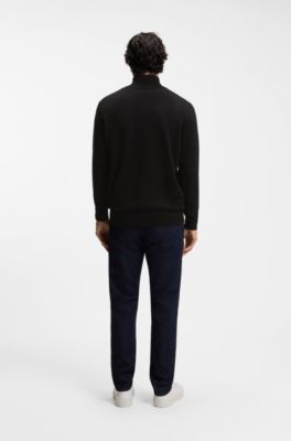 Jersey de algod&oacute;n y cashmere con cuello con cremallera, Negro