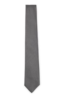 Hugo Boss Italian-silk Tie With Jacquard Pattern In Black