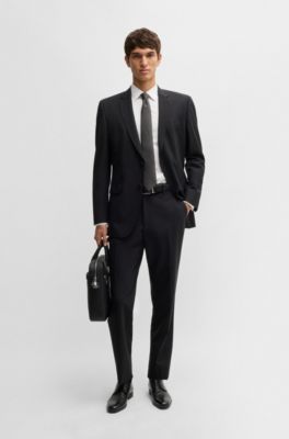 Slim-fit shirt in easy-iron stretch-cotton poplin, White