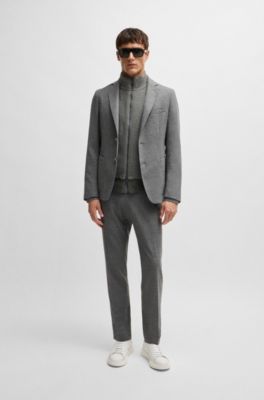 Regular-fit gilet with brushed-flannel front, Grey